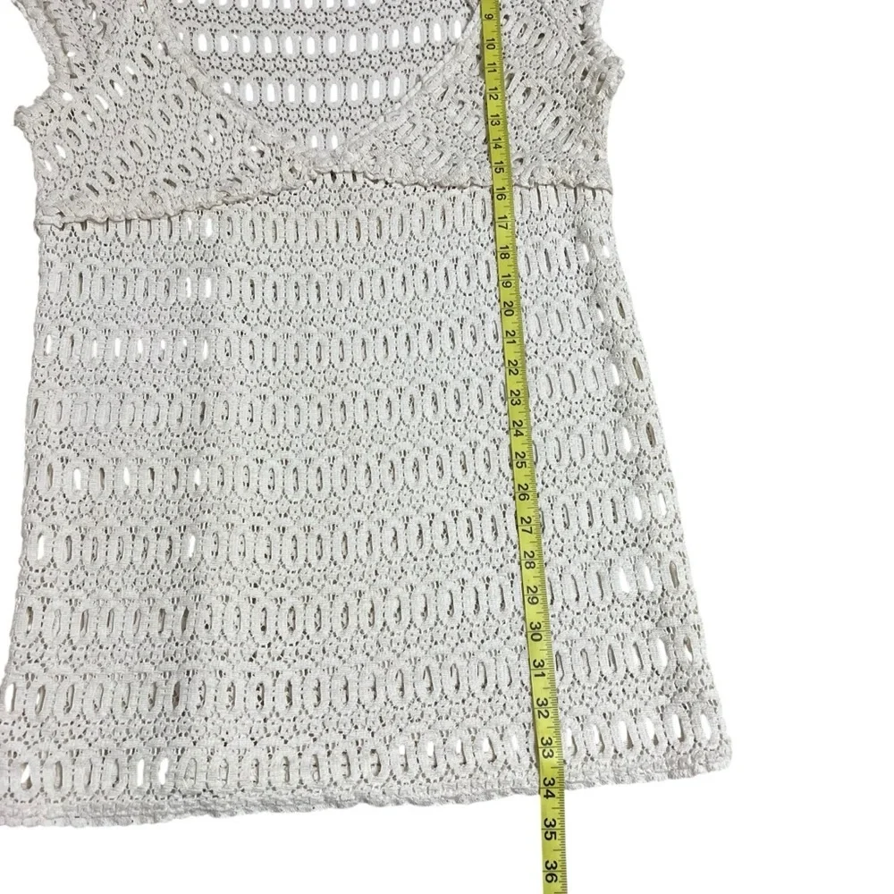 Milly Cabana Crochet Mini Dress Deep V-Neck Cream Unlined Bohemian Size‎ Medium